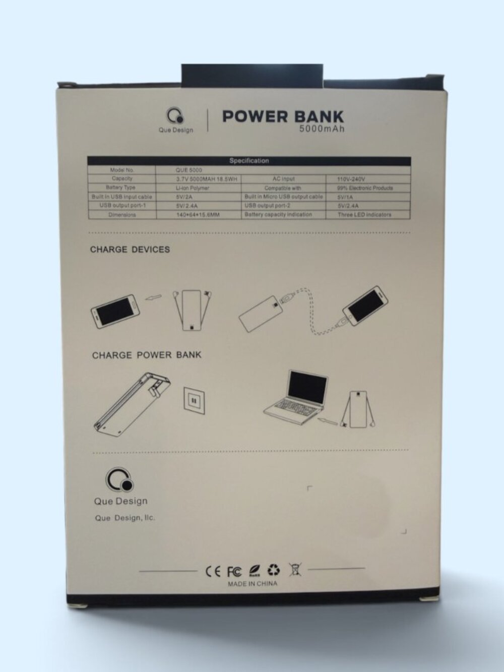 🐥 SOLD OUT!!! 🐥 Que Design Power Bank 5000mAh - NEW - Picture 3 of 6